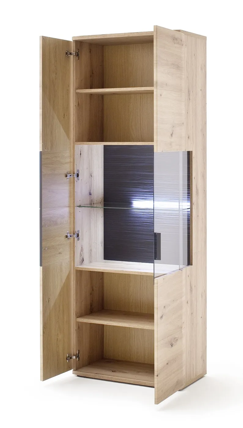 Wohnwand Anbauwand Cortona | Balkeneiche / anthrazit | 3-teilig