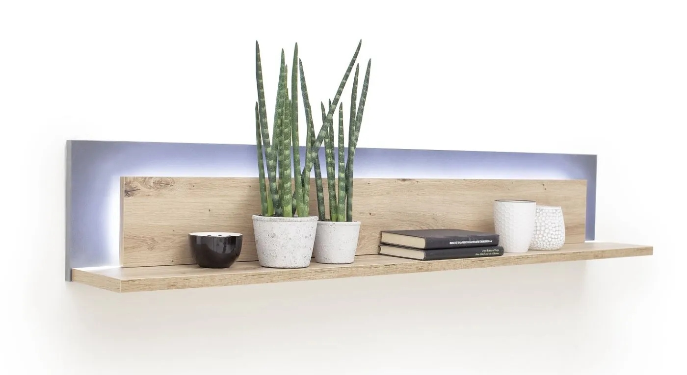 Wohnwand Anbauwand Cortona | Balkeneiche / anthrazit | 4-teilig | LED Beleuchtung 1