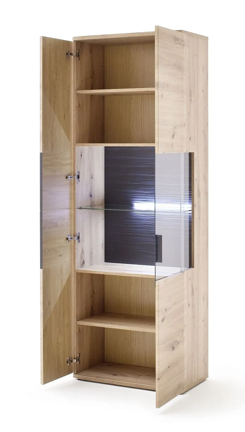 Wohnwand Anbauwand Cortona | Balkeneiche / anthrazit | 4-teilig | LED Beleuchtung 4
