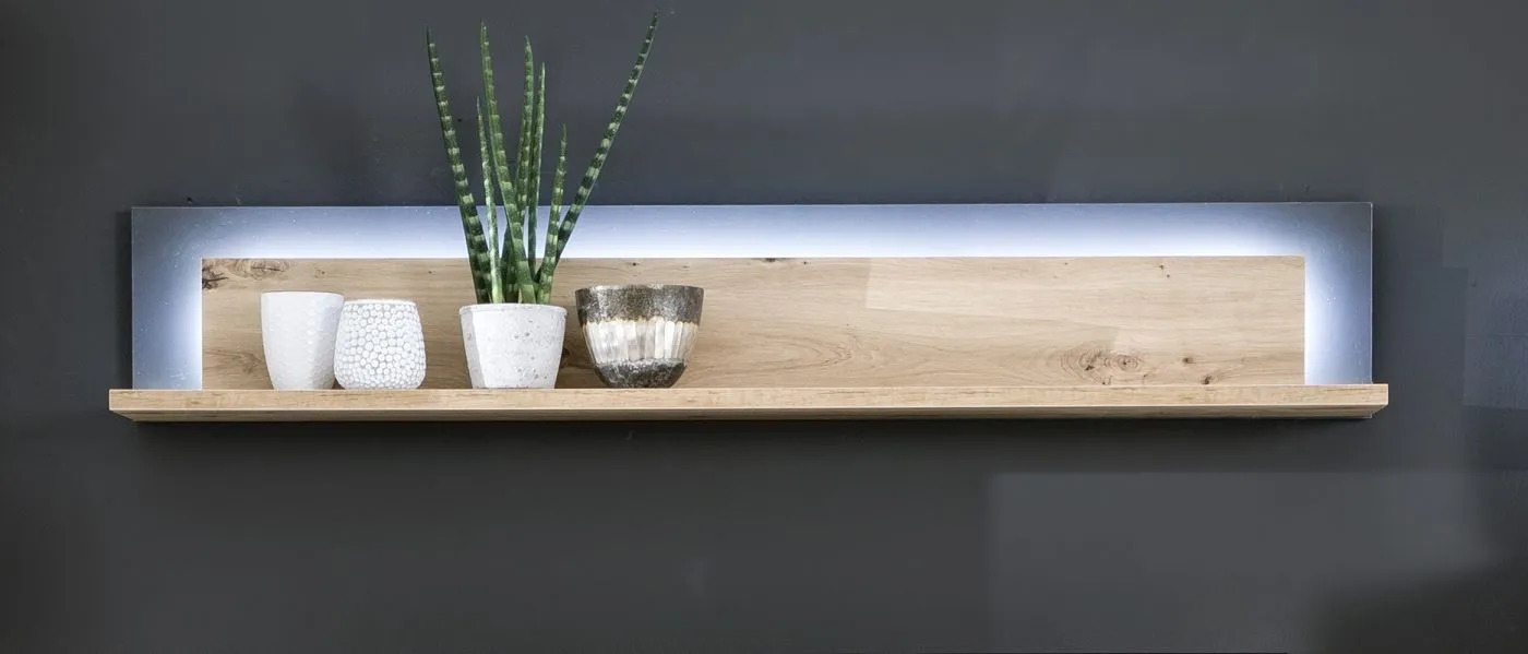 Wohnwand Anbauwand Cortona | Balkeneiche / anthrazit | 4-teilig | LED Beleuchtung 4