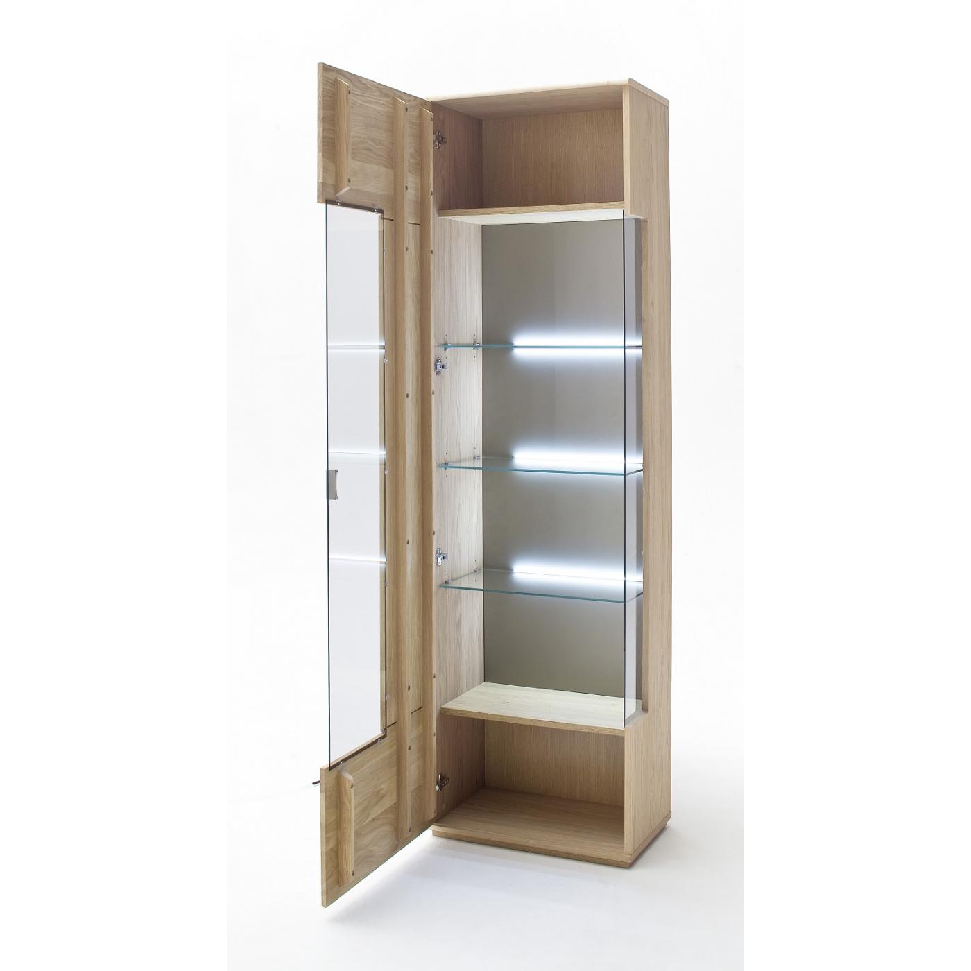 Wohnwand Anbauwand I Bologna | Eiche Bianco | 4-teilig | LED Beleuchtung