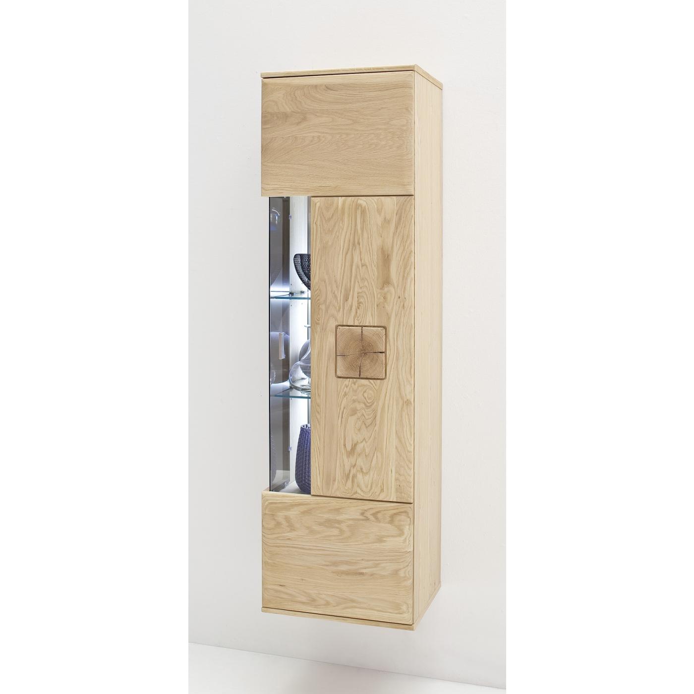 Wohnwand Anbauwand I Bologna 2 | Eiche Bianco | 4-teilig | LED Beleuchtung