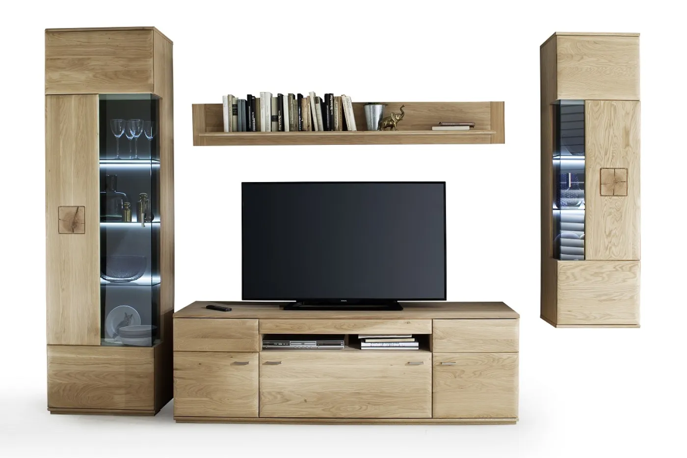 Wohnwand Anbauwand I Bologna 2 | Eiche Bianco | 4-teilig