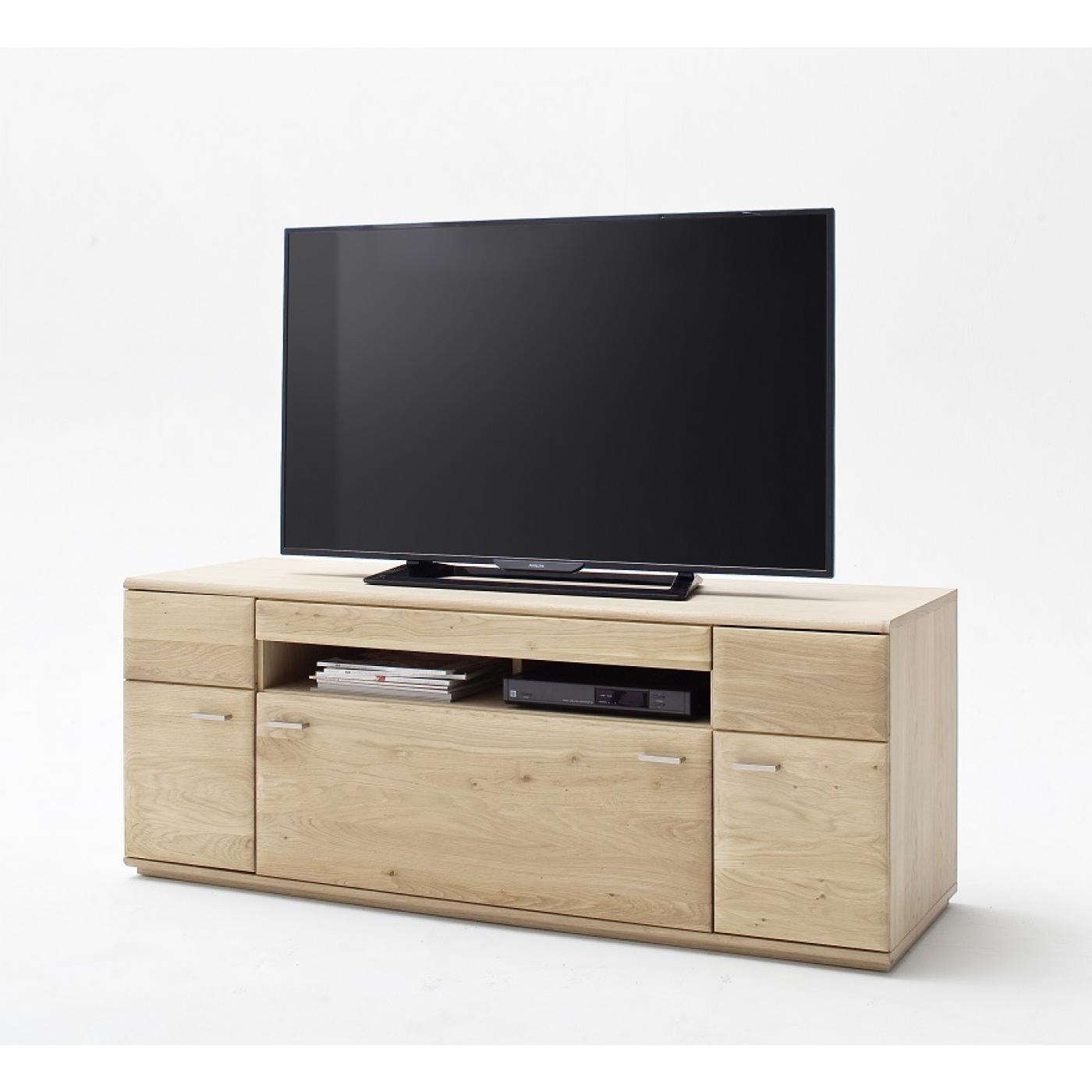 Wohnwand Anbauwand I Bologna 3 | Eiche Bianco | 4-teilig | LED Beleuchtung