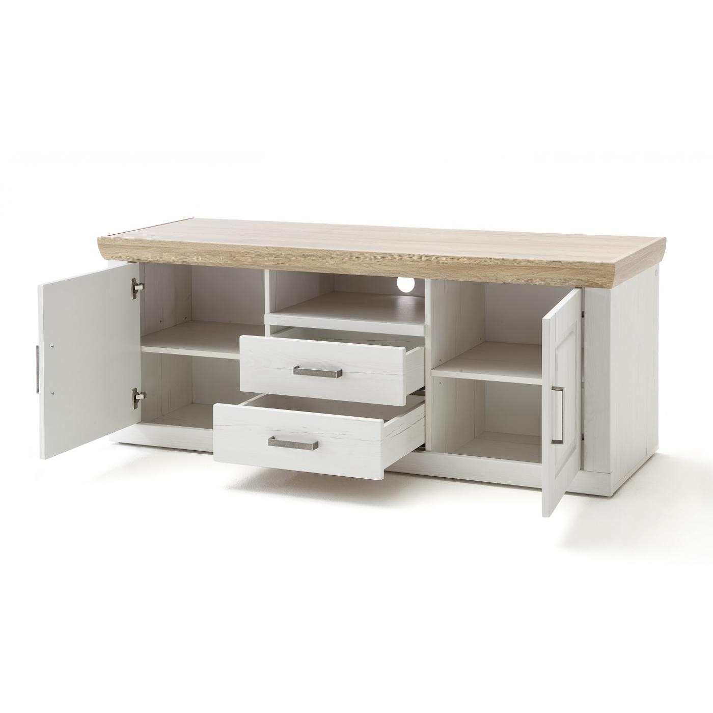 Wohnwand Anbauwand I Brixen | Landhaus modern | Pinie Aurelio / Grandson Oak | 4-teilig | LED Beleuchtung