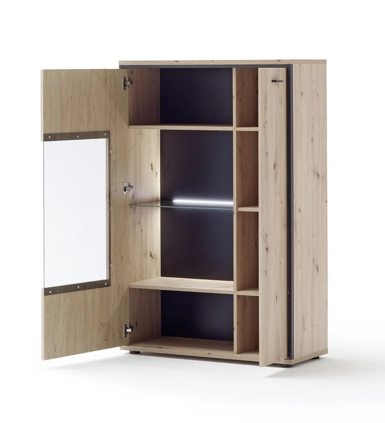 Wohnwand Anbauwand II Buenos Aires | Balkeneiche | 4-teilig | LED Beleuchtung