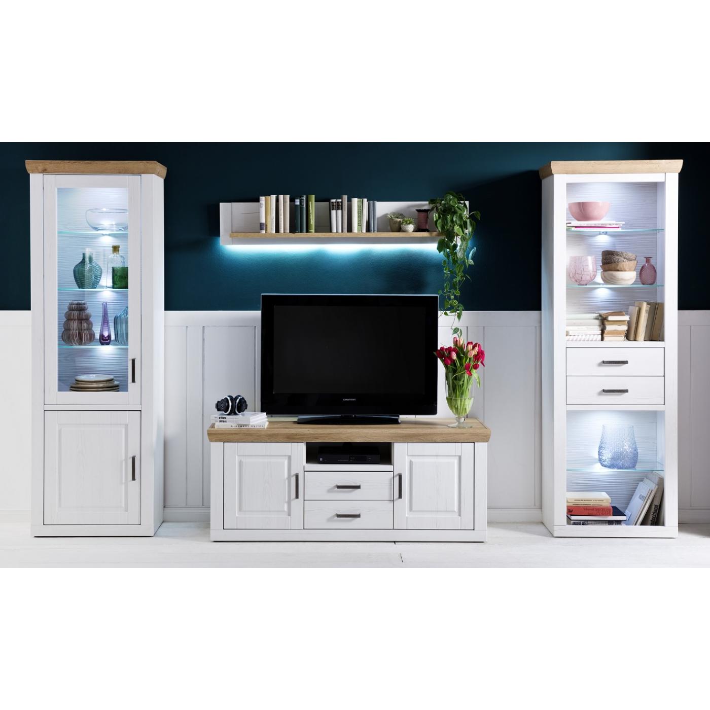 Wohnwand Anbauwand III Brixen | Landhaus modern | Pinie Aurelio / Grandson Oak | 4-teilig | LED Beleuchtung