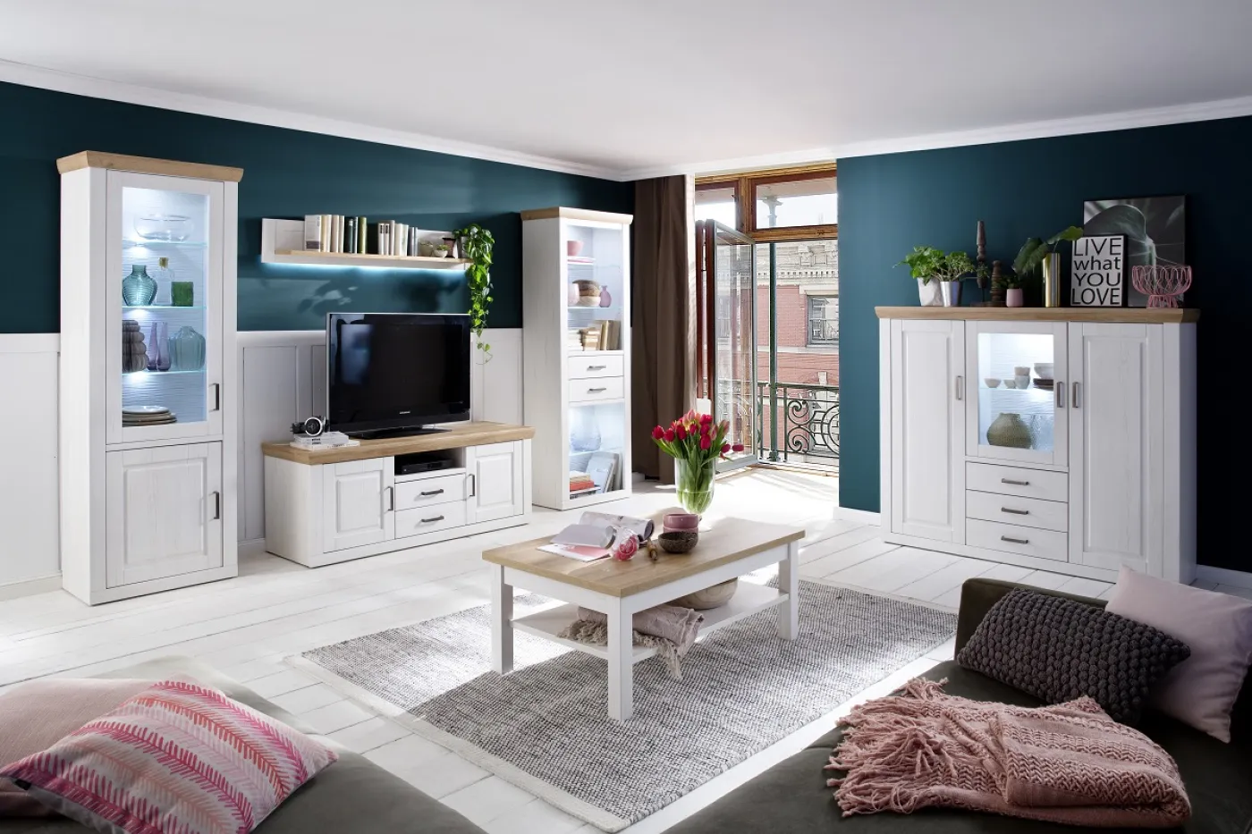 Wohnwand Anbauwand III Brixen | Landhaus modern | Pinie Aurelio / Grandson Oak | 4-teilig