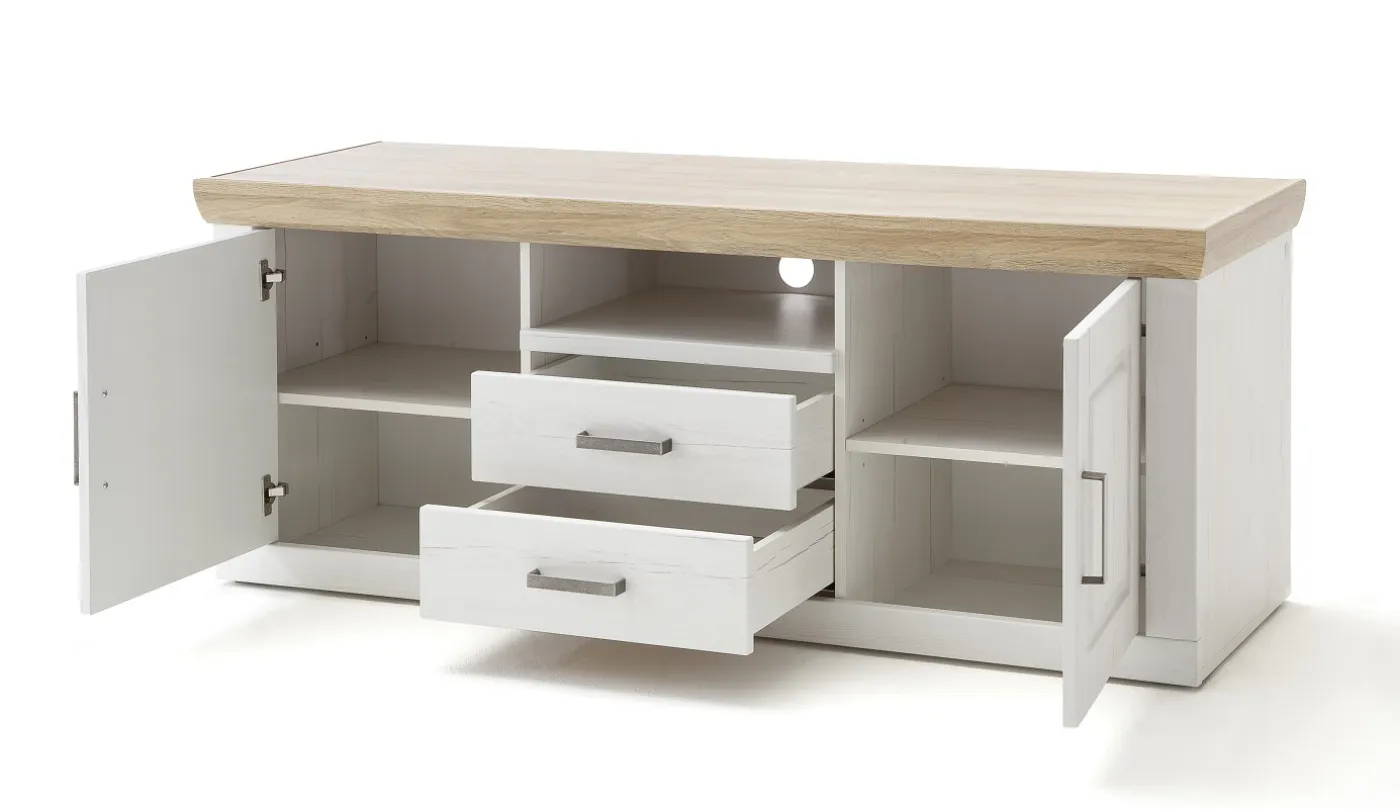 Wohnwand Anbauwand III Brixen | Landhaus modern | Pinie Aurelio / Grandson Oak | 4-teilig | LED Beleuchtung