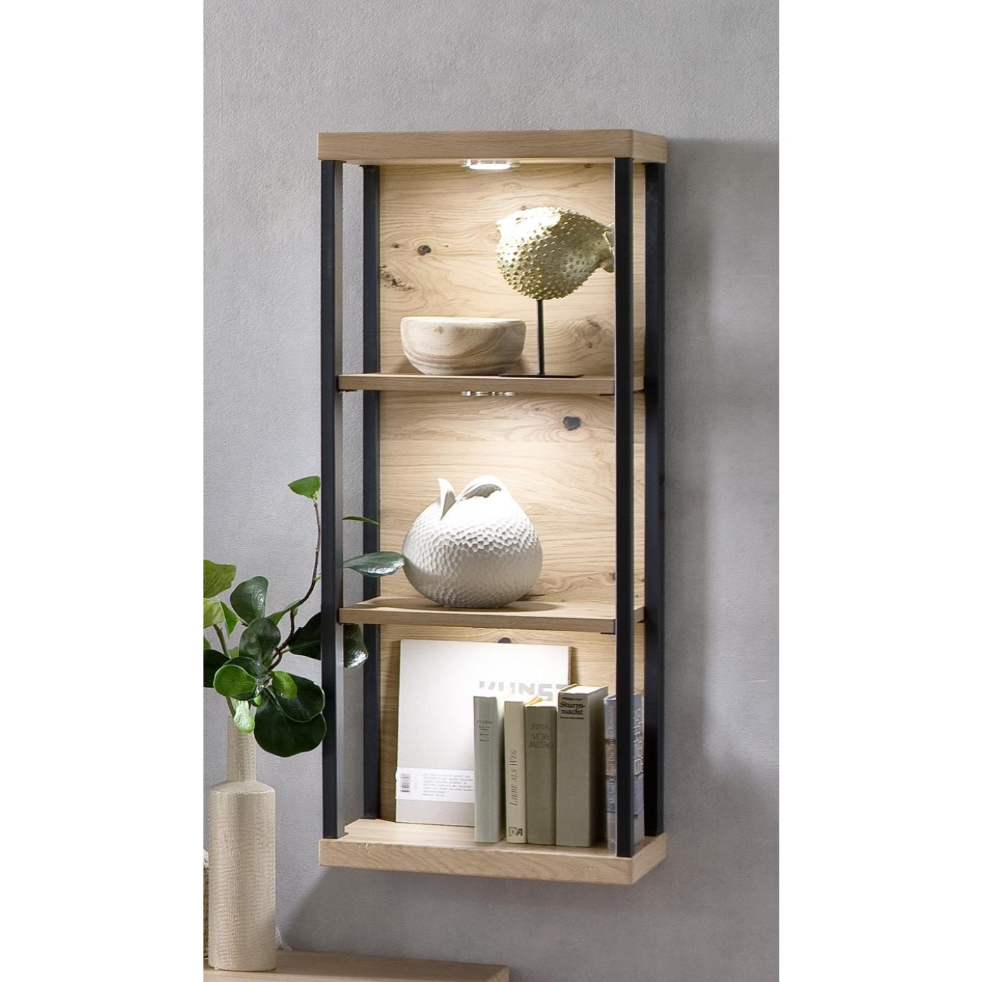 Wohnwand Anbauwand Salerno | Balkeneiche / Eiche Bianco | 4-teilig | LED Beleuchtung