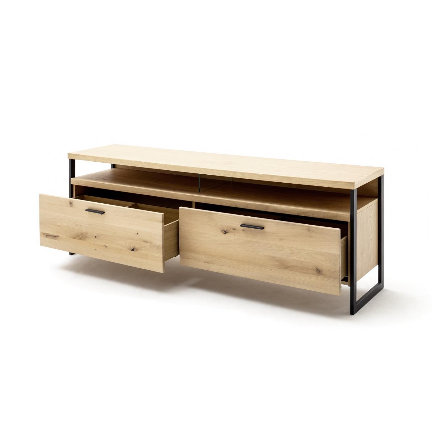 Wohnwand Anbauwand Salerno | Balkeneiche / Eiche Bianco | 4-teilig | LED Beleuchtung