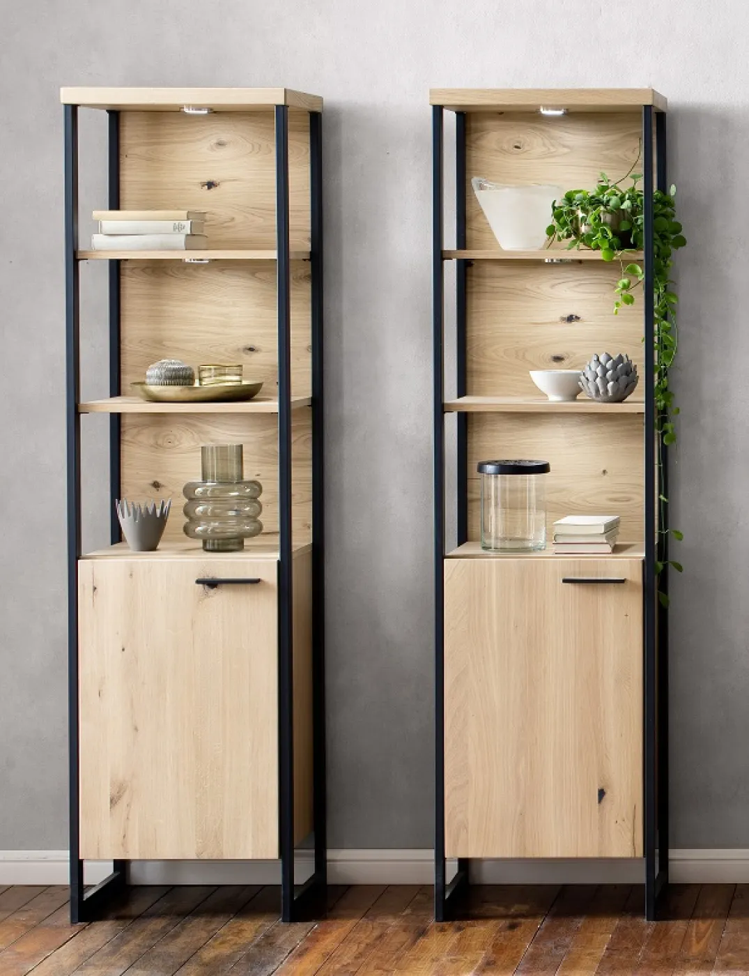 Wohnwand Anbauwand Salerno | Balkeneiche / Eiche Bianco | 4-teilig