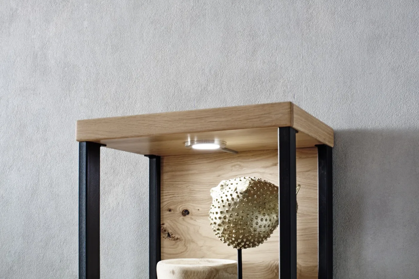 Wohnwand Anbauwand Salerno | Balkeneiche / Eiche Bianco | 4-teilig | LED Beleuchtung