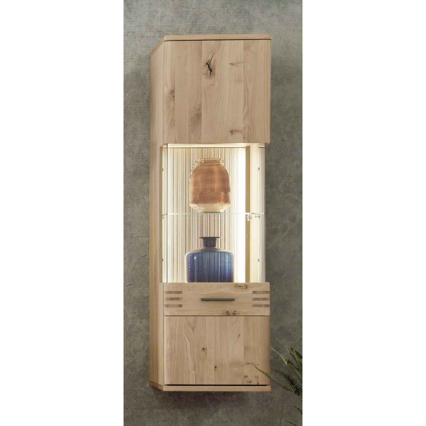 Wohnwand Anbauwand Salvador | Balkeneiche Bianco | 4-teilig | LED Beleuchtung