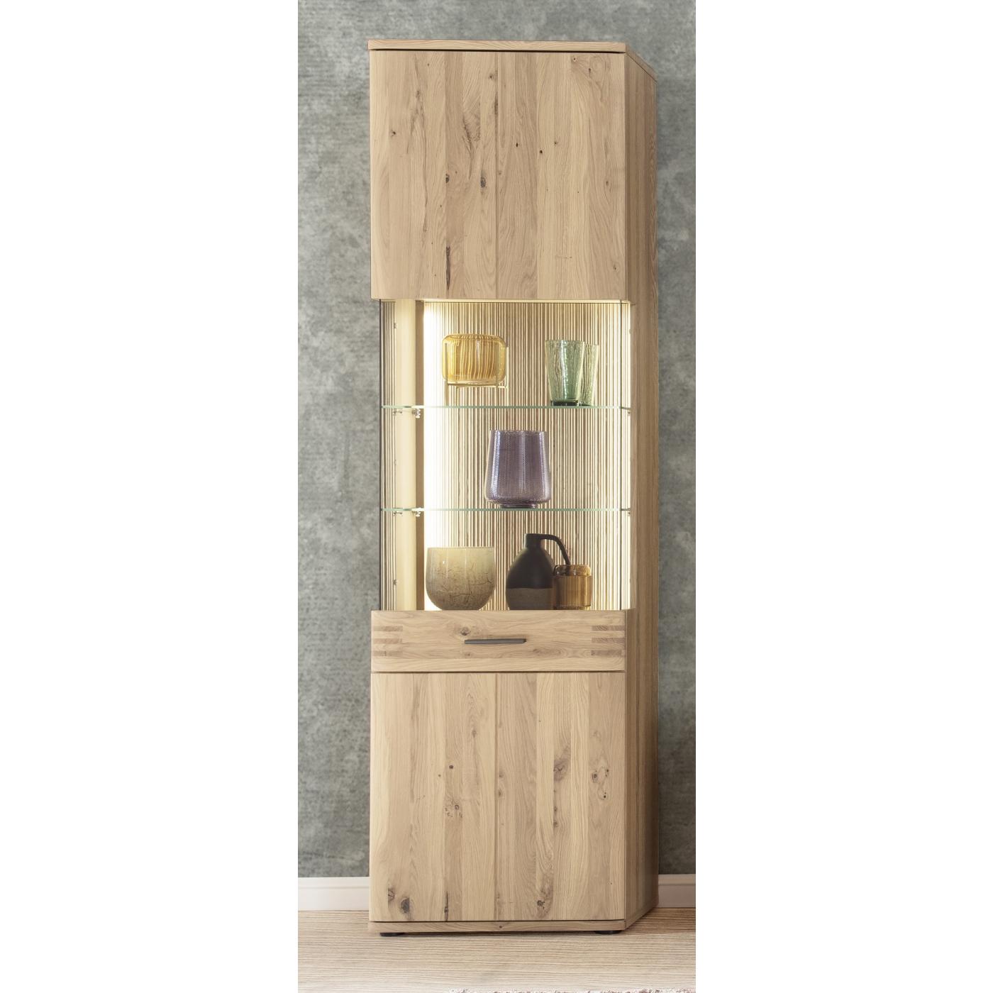 Wohnwand Anbauwand Salvador 1 | Balkeneiche Bianco | 4-teilig | LED Beleuchtung