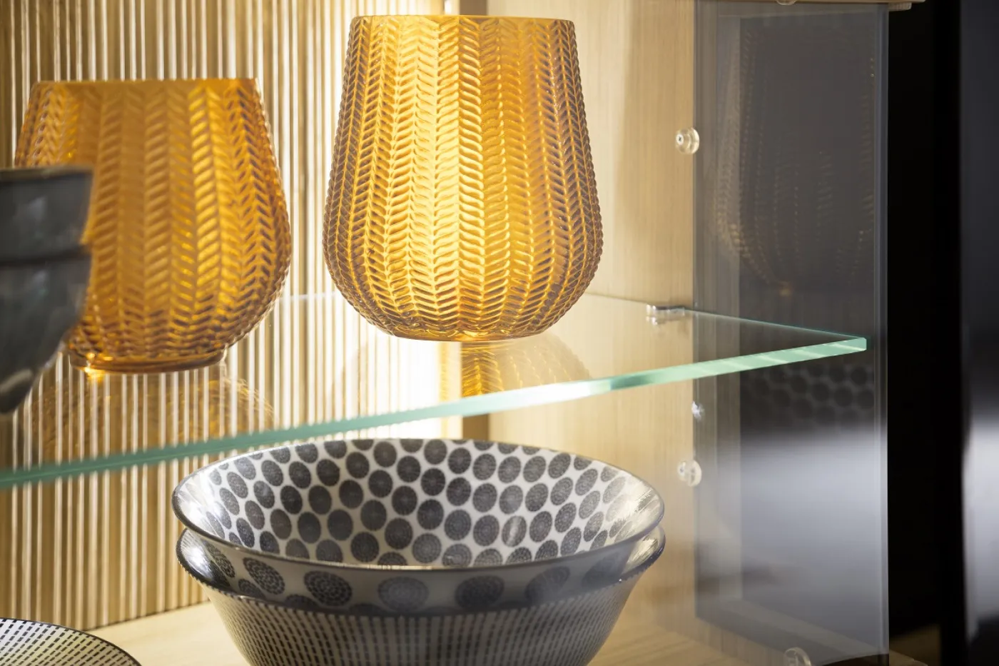 Wohnwand Anbauwand Salvador 1 | Balkeneiche Bianco | 4-teilig | LED Beleuchtung