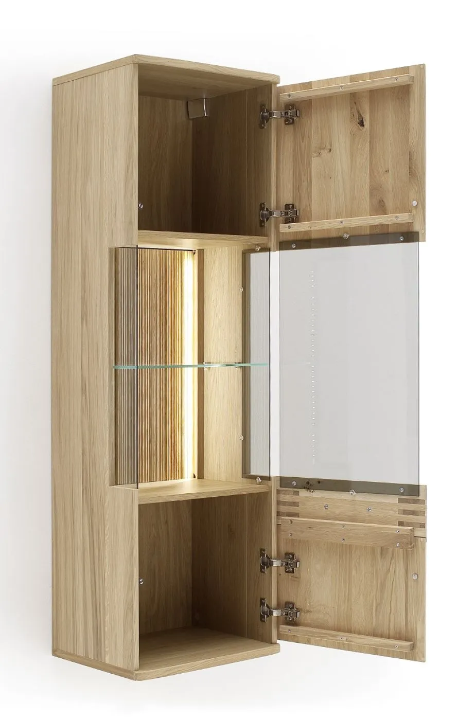 Wohnwand Anbauwand Salvador | Balkeneiche Bianco | 4-teilig | LED 4