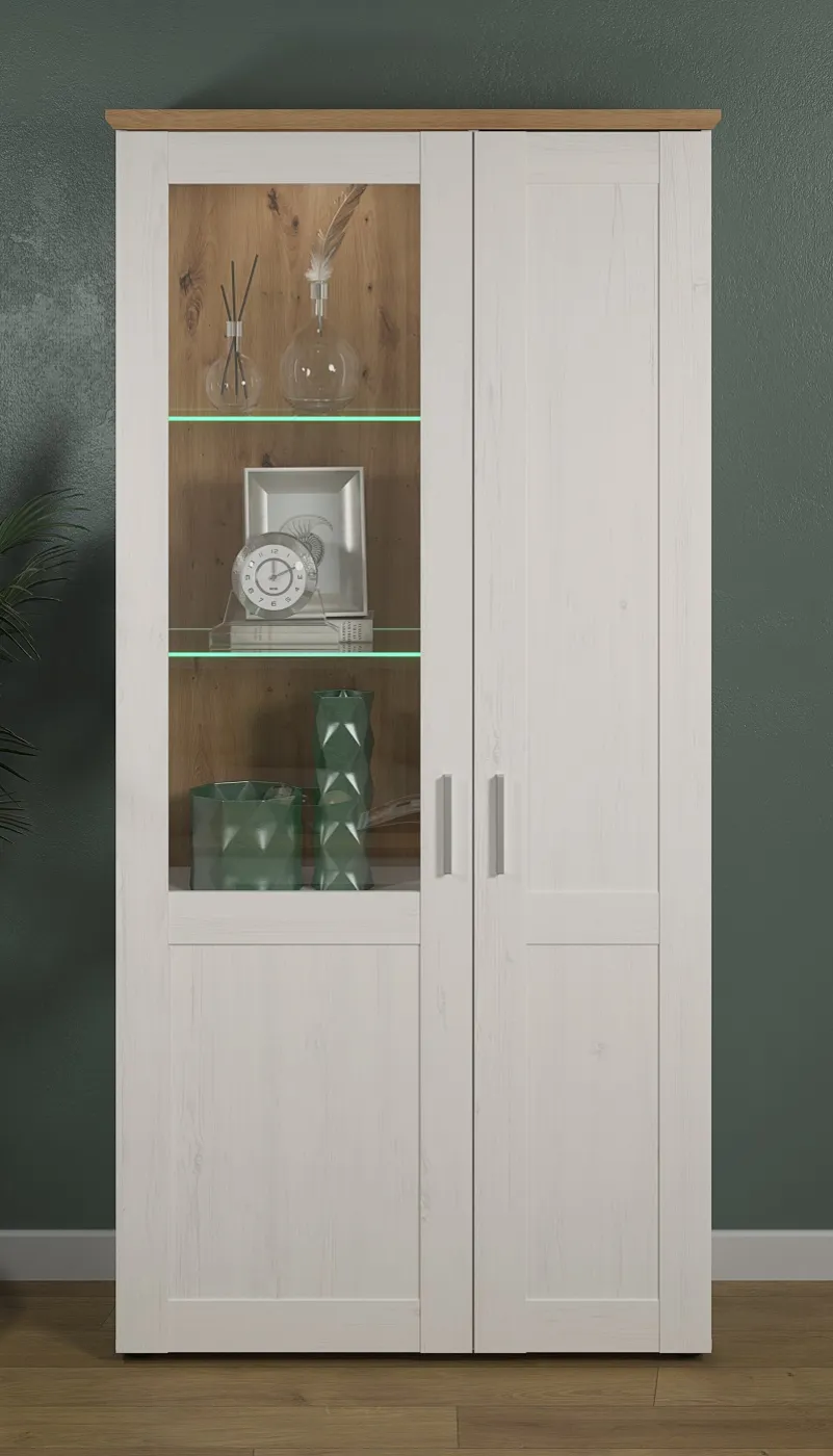 Wohnwand Anbauwand Shade | Andersen Pinie weiß / Artisan Eiche | Landhausstil | 4-teilig