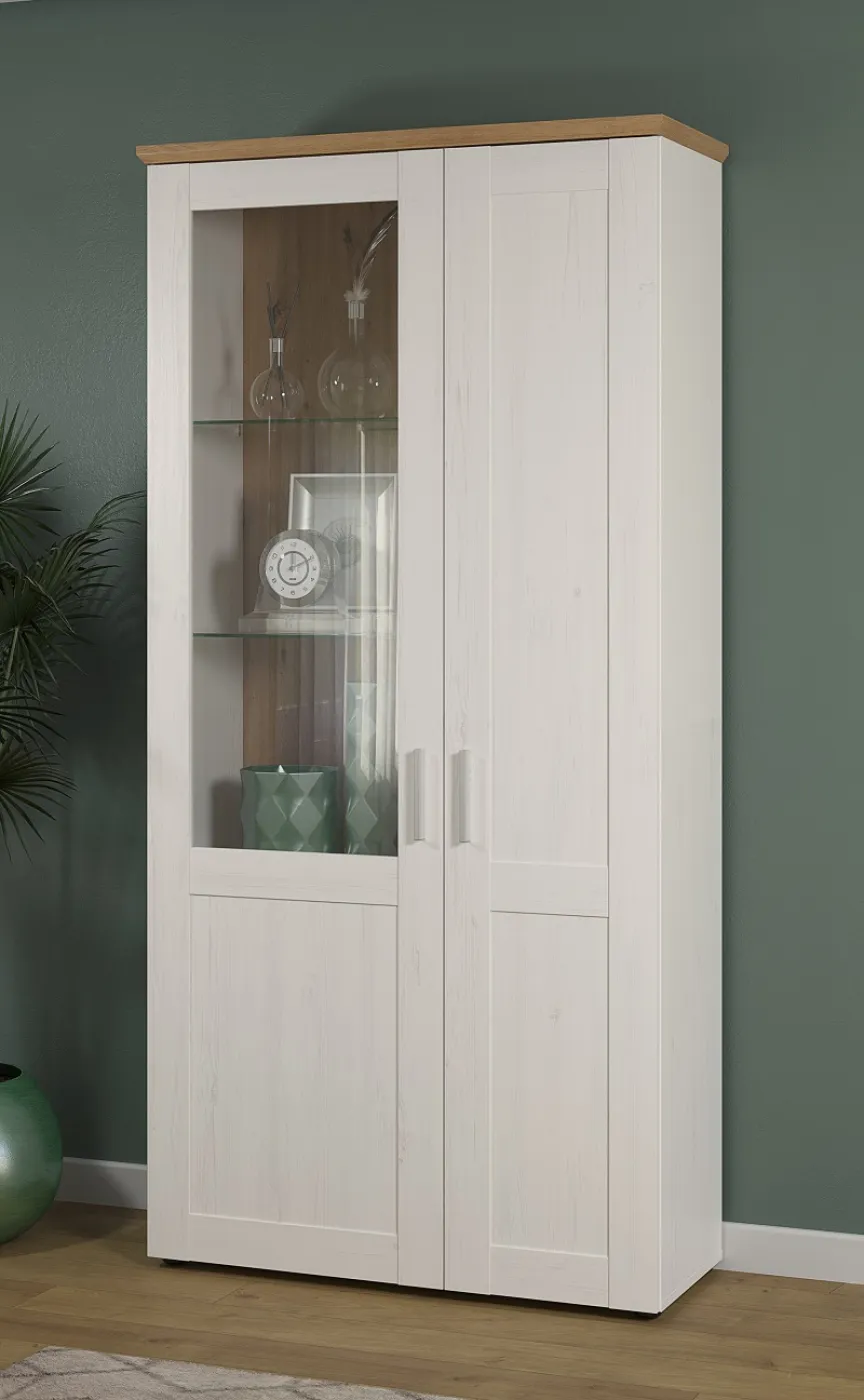 Wohnwand Anbauwand Shade | Andersen Pinie weiß / Artisan Eiche | Landhausstil | 4-teilig