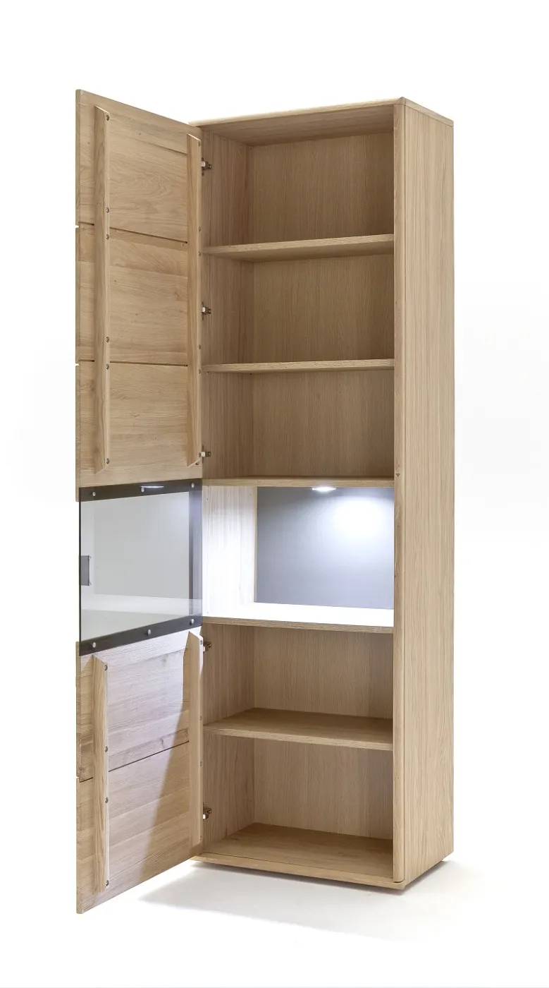 Wohnwand Anbauwand Tarragona | Eiche Bianco | 4-teilig | LED Beleuchtung