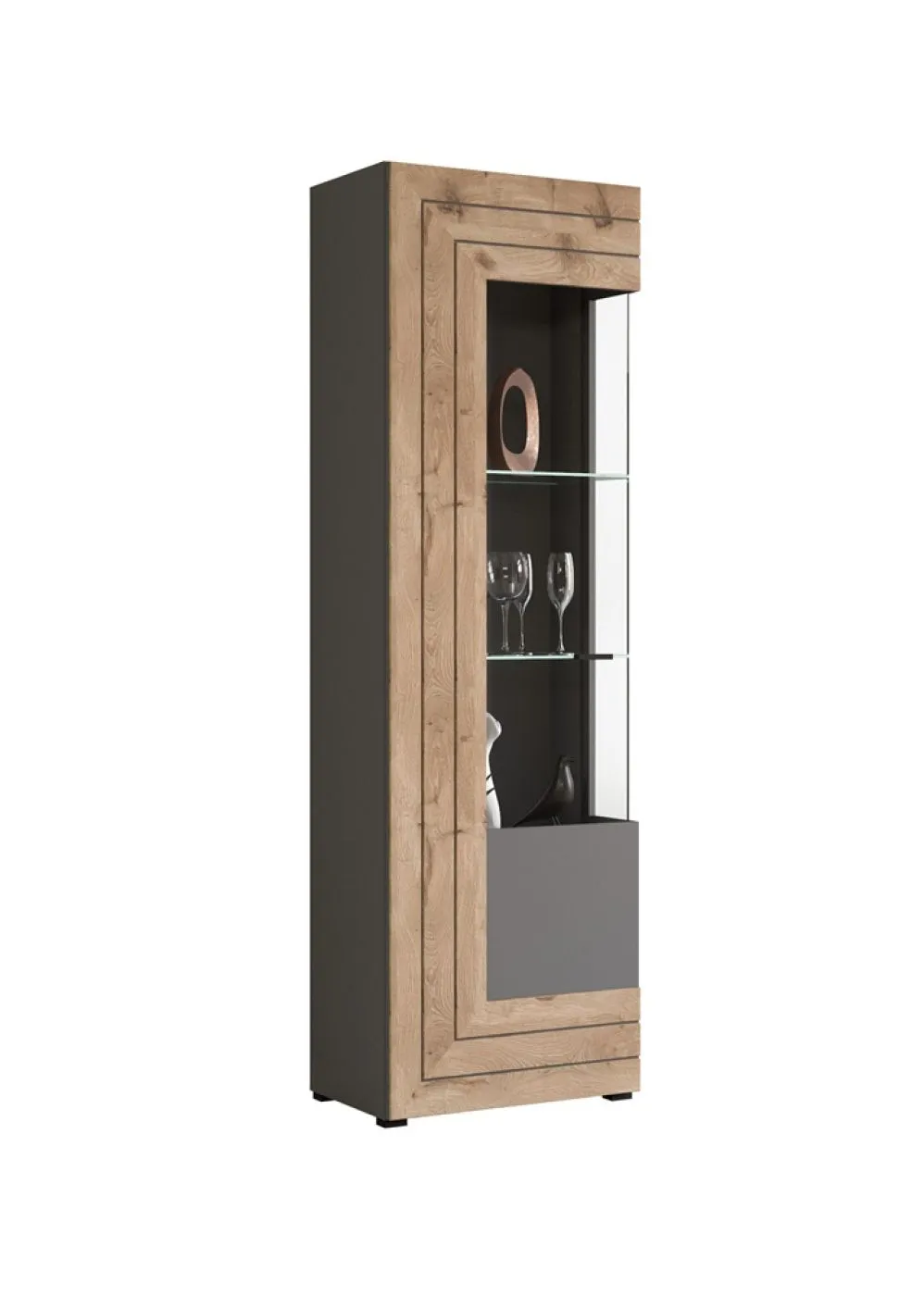 Wohnwand Freno | grau matt / Nox Oak | 4-teilig | LED Beleuchtung 4