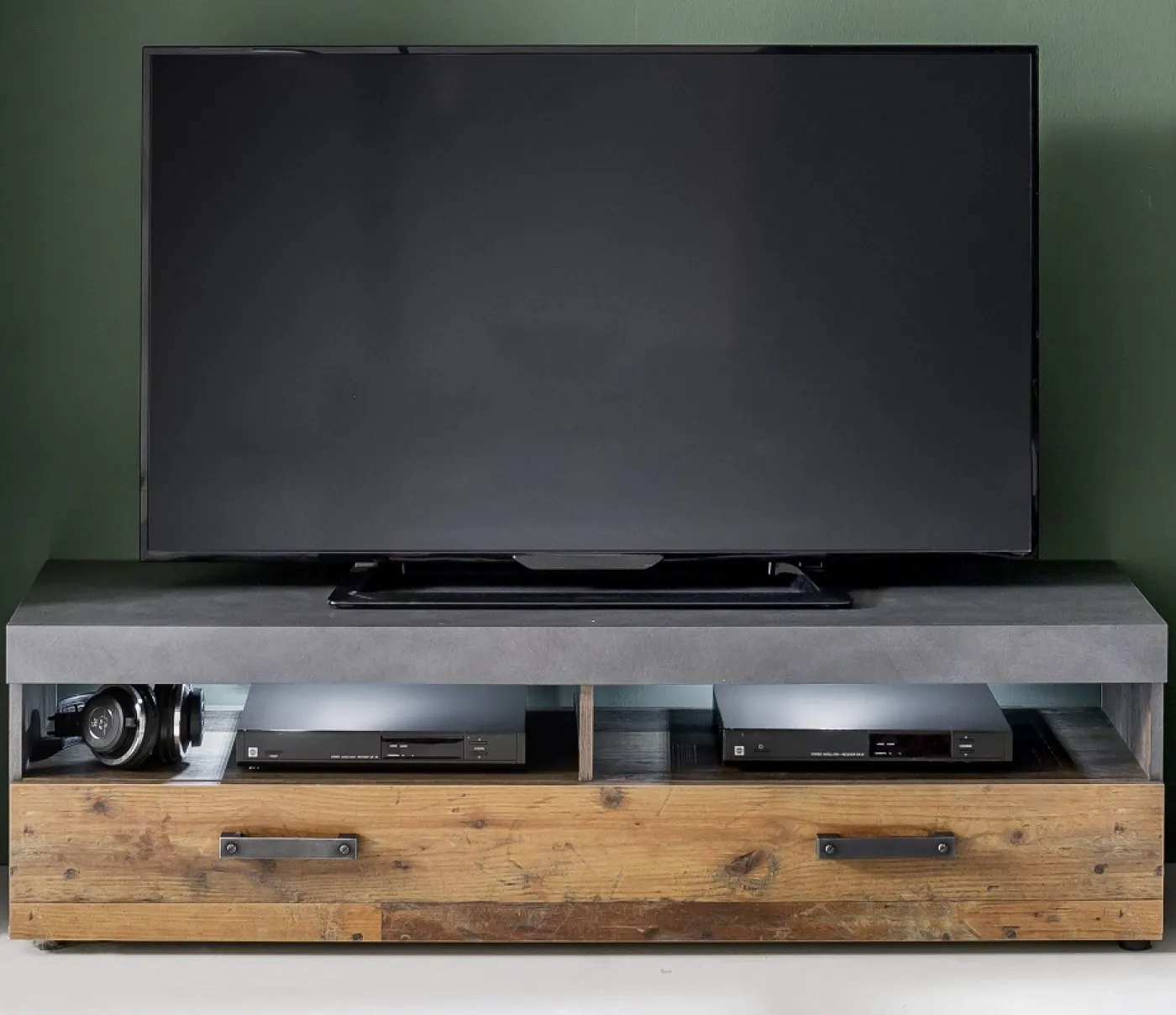 Wohnwand Indy | Old Used Wood / Matera grau | 4-teilig | Shabby Look