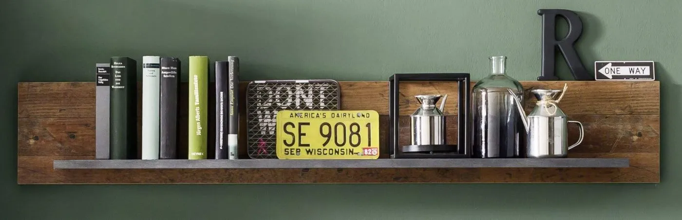 Wohnwand Indy | Old Used Wood / Matera grau | 4-teilig | Shabby Look | LED Beleuchtung 2
