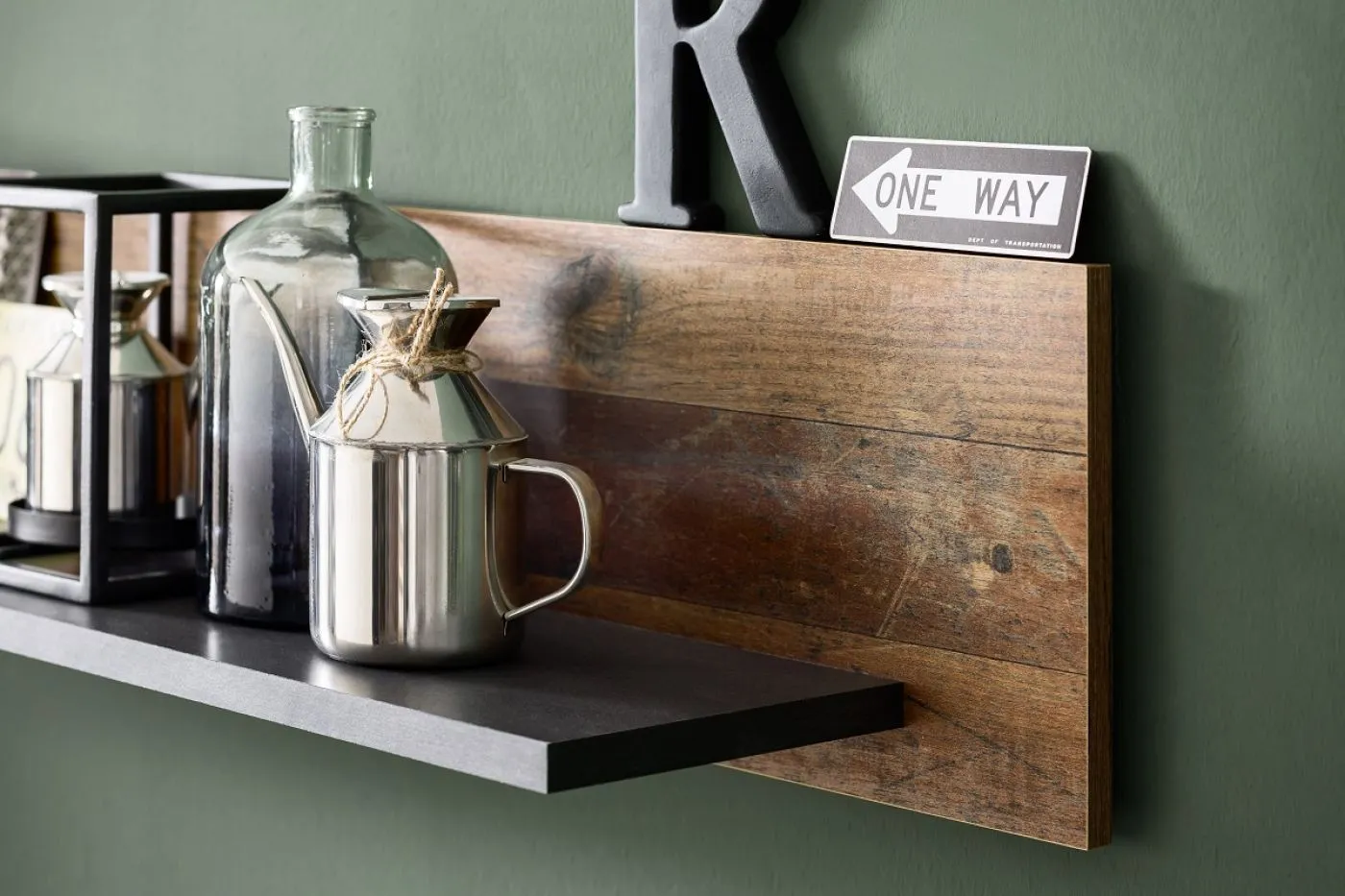 Wohnwand Indy | Old Used Wood / Matera grau | 4-teilig | Shabby Look | LED Beleuchtung 2