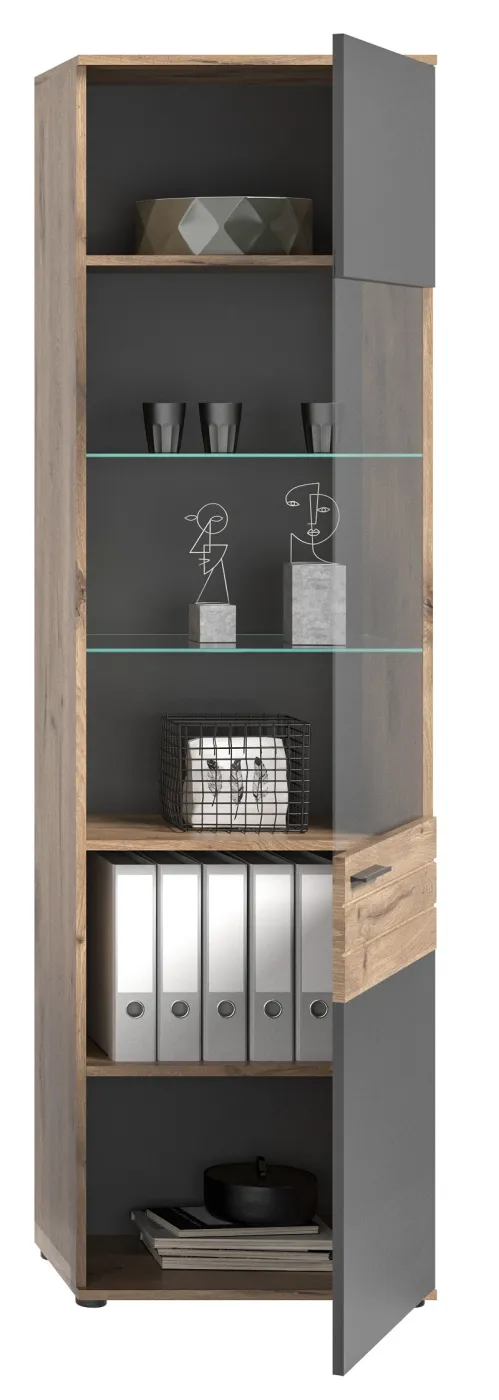 Wohnwand Mason 1 | Nox Oak / Basalt Grau | 4-teilig