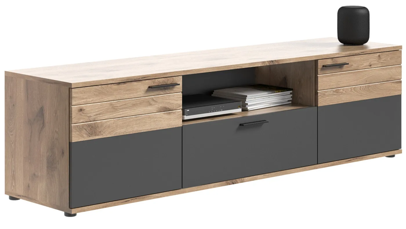 Wohnwand Mason 1 | Nox Oak / Basalt Grau | 4-teilig