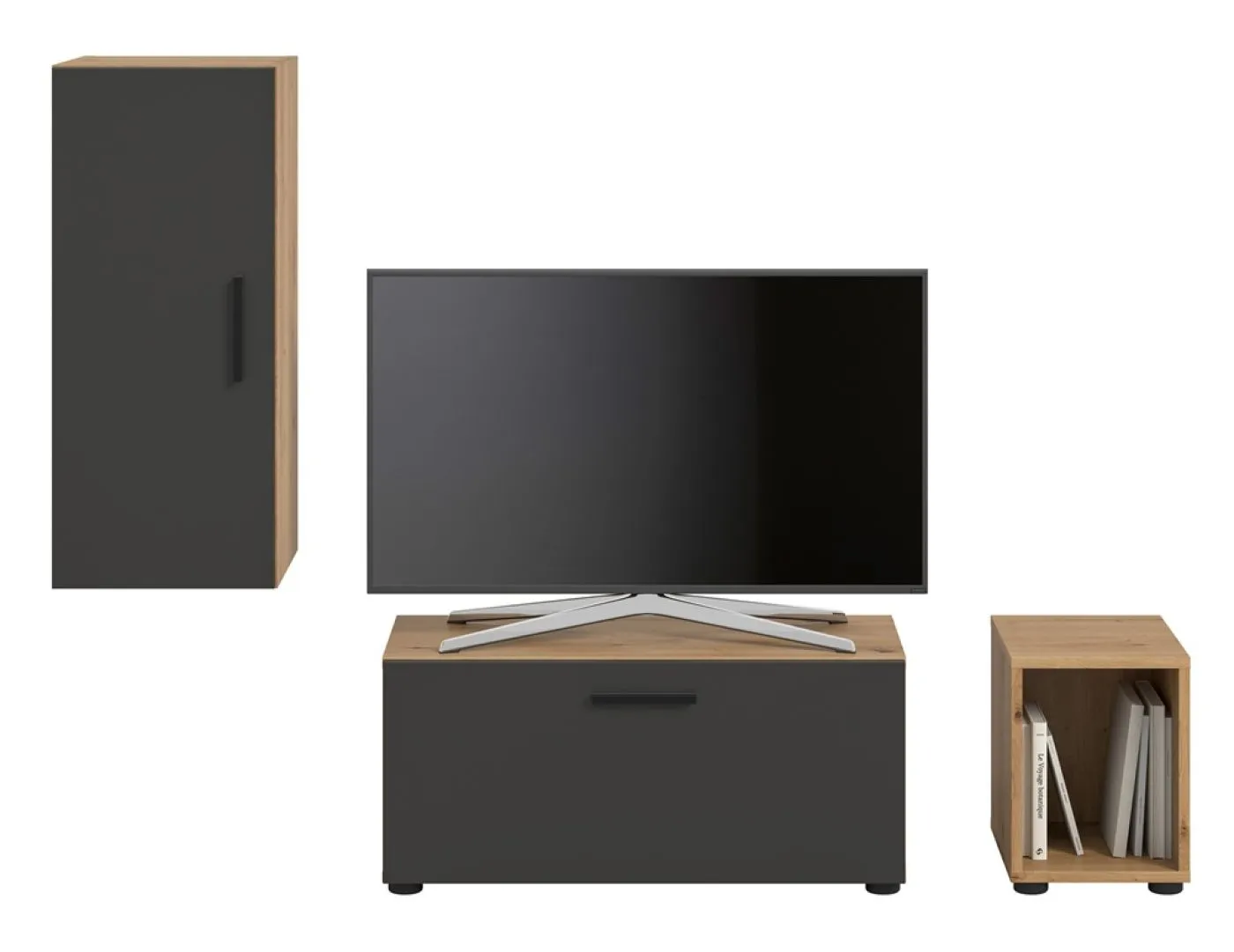 Wohnwand The One | 3-teilig | Artisan Oak / Basalt grau ohne