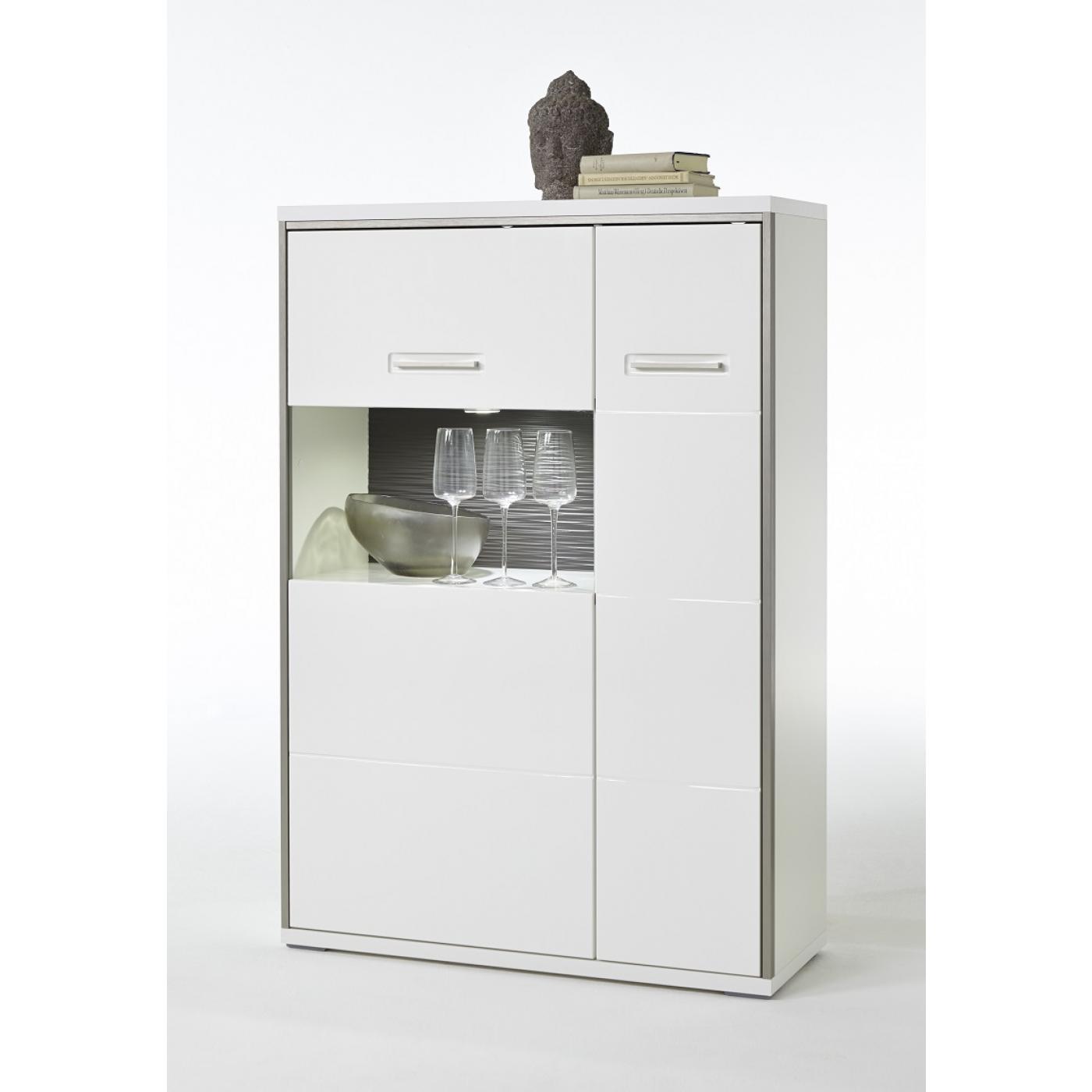 Wohnwand Trento 2 | weiß Hochglanz | 4-teilig | LED Beleuchtung