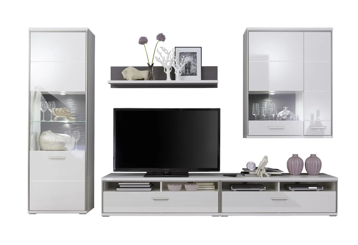 Wohnwand Trento 4 | weiß Hochglanz | 5-teilig