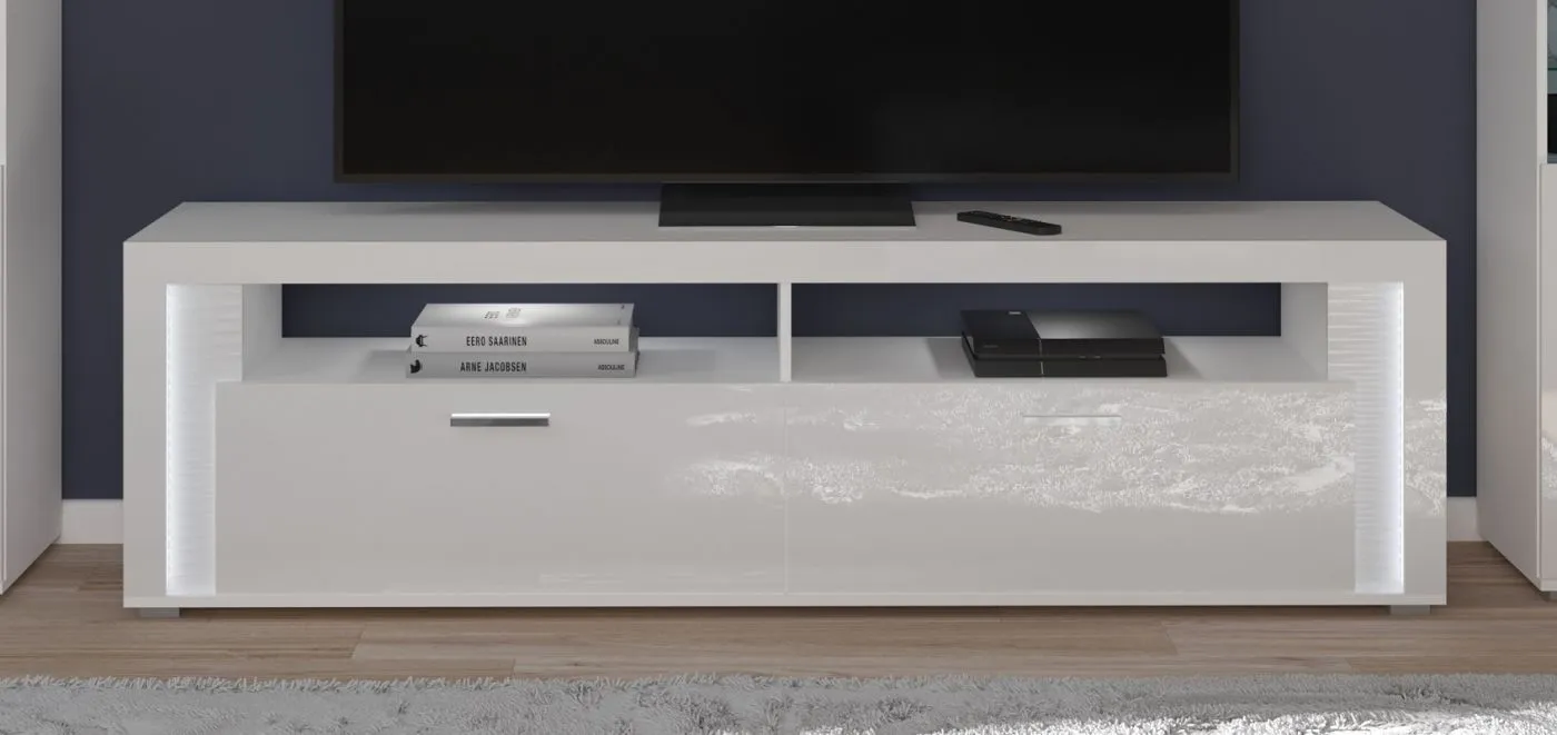 Wohnwand Wohnkombination 1 Skylight | weiß Hochglanz | 4-teilig | LED 1