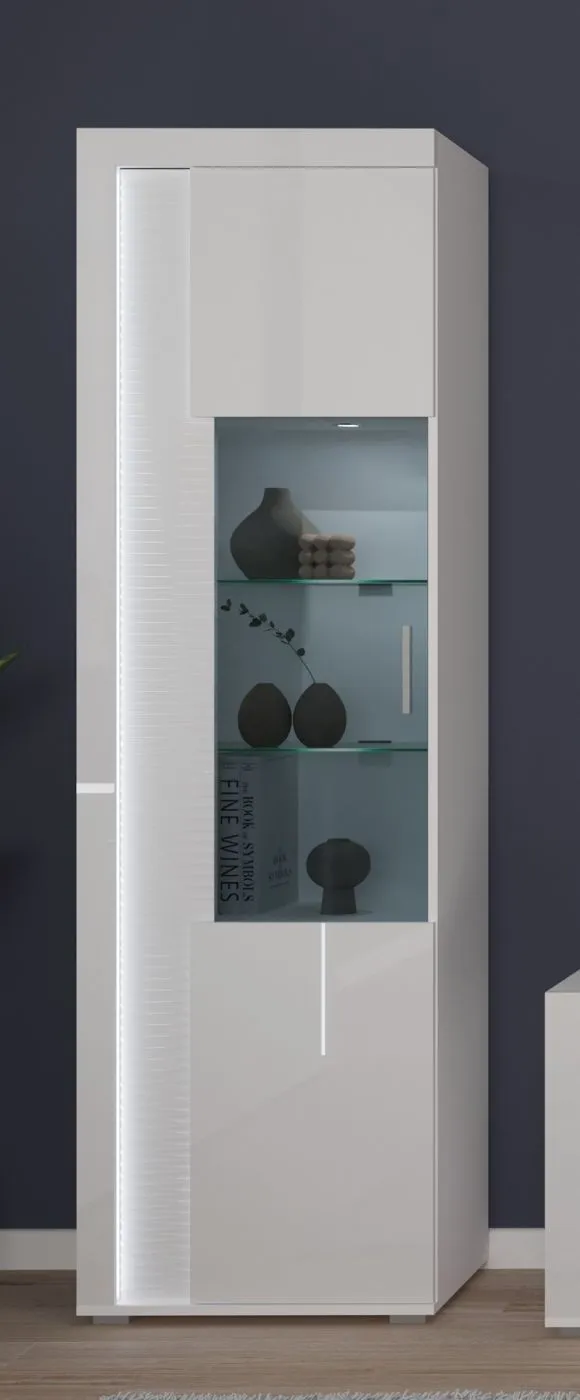 Wohnwand Wohnkombination 1 Skylight, 4-teilig, im Wohnzimmer mit TV-Lowboard, Wandregal, Hochschränken mit Glasablagen – Ansicht 4