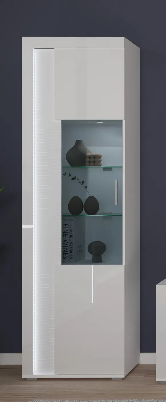 Wohnwand Wohnkombination 4 Skylight | weiß Hochglanz | 3-teilig | LED Beleuchtung