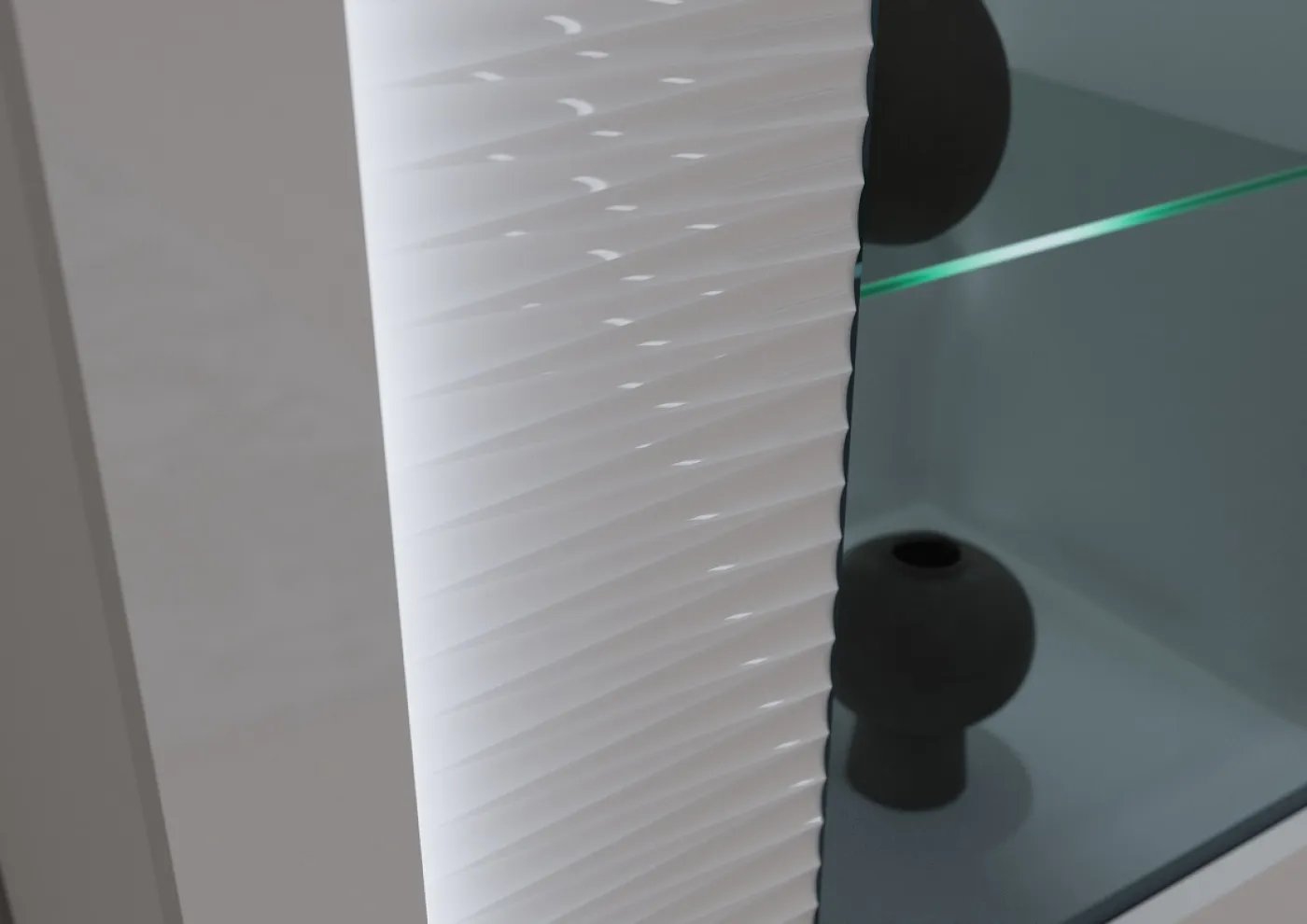 Wohnwand Wohnkombination 4 Skylight | weiß Hochglanz | 3-teilig | LED Beleuchtung