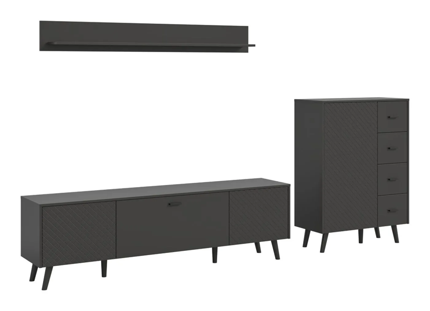 Wohnwand Wohnkombination Linea 2 | 3-teilig | grau