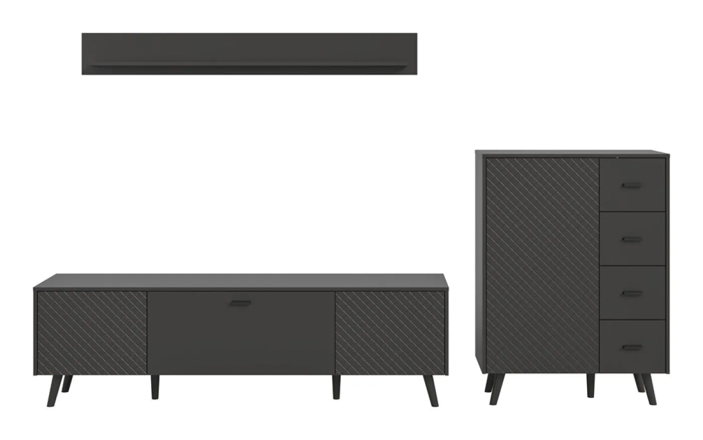 Wohnwand Wohnkombination Linea 2 | 3-teilig | grau