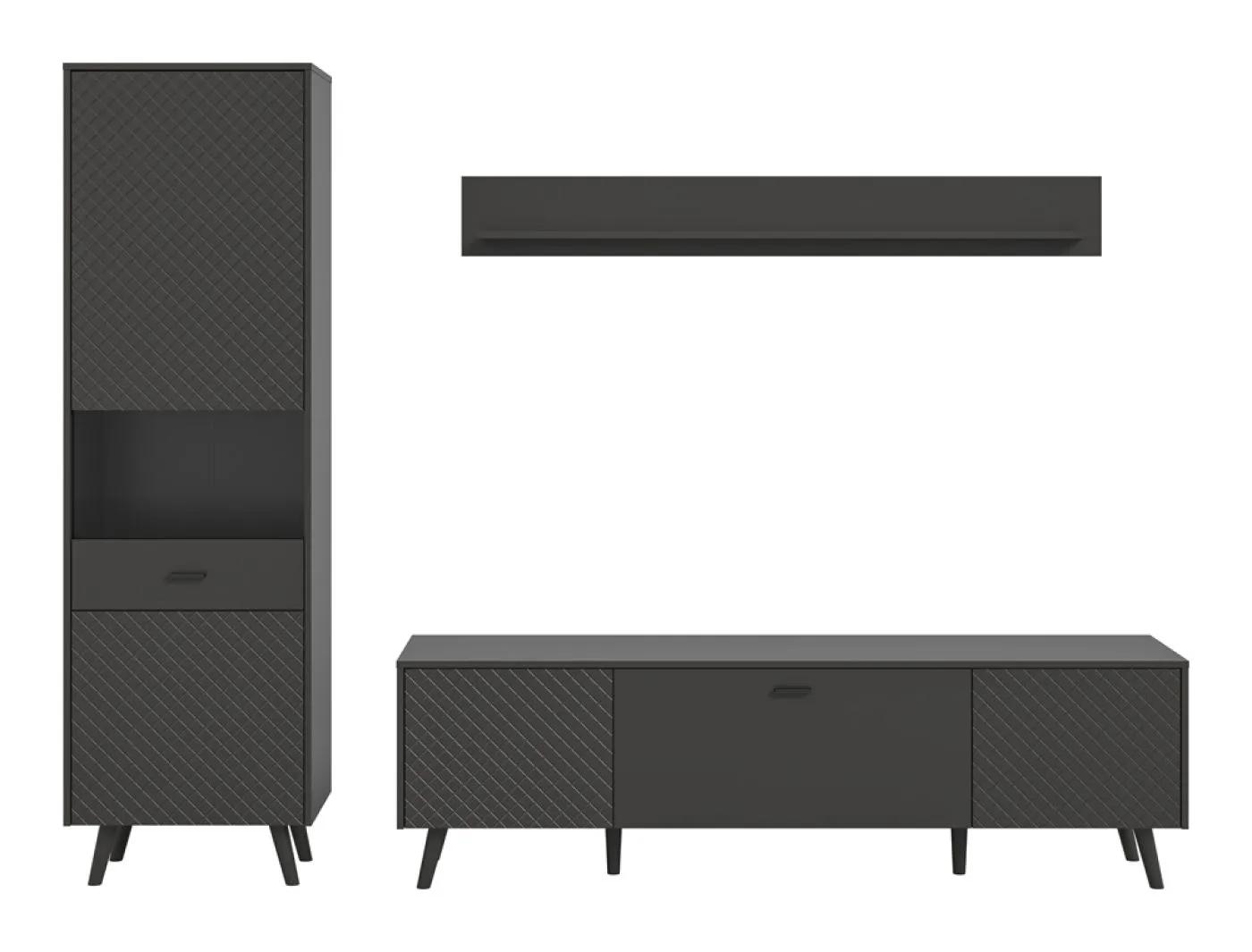 Wohnwand Wohnkombination Linea | 3-teilig | grau