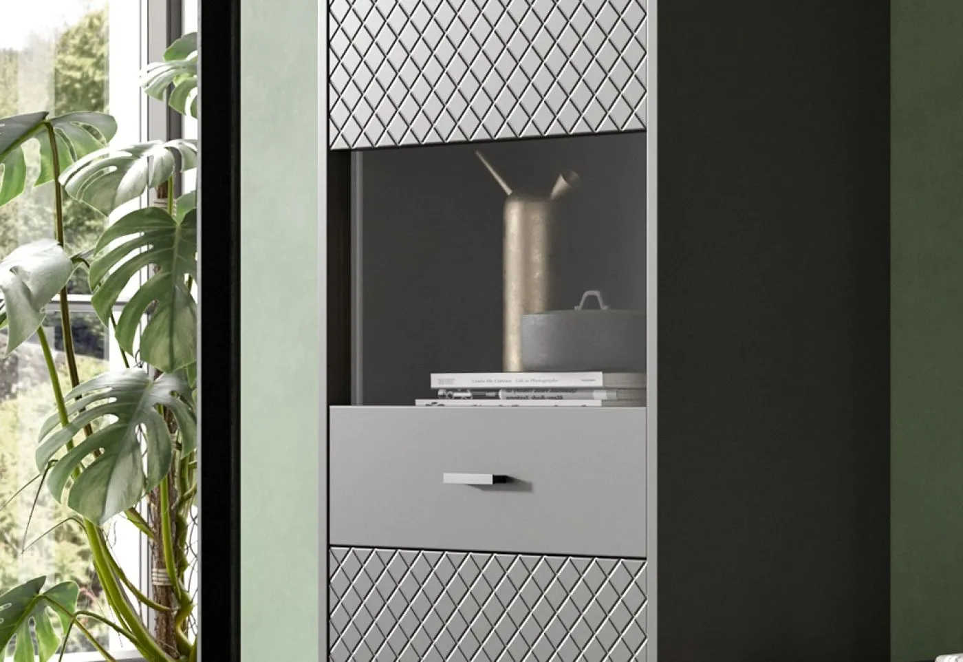 Wohnwand Wohnkombination Linea | 3-teilig | grau