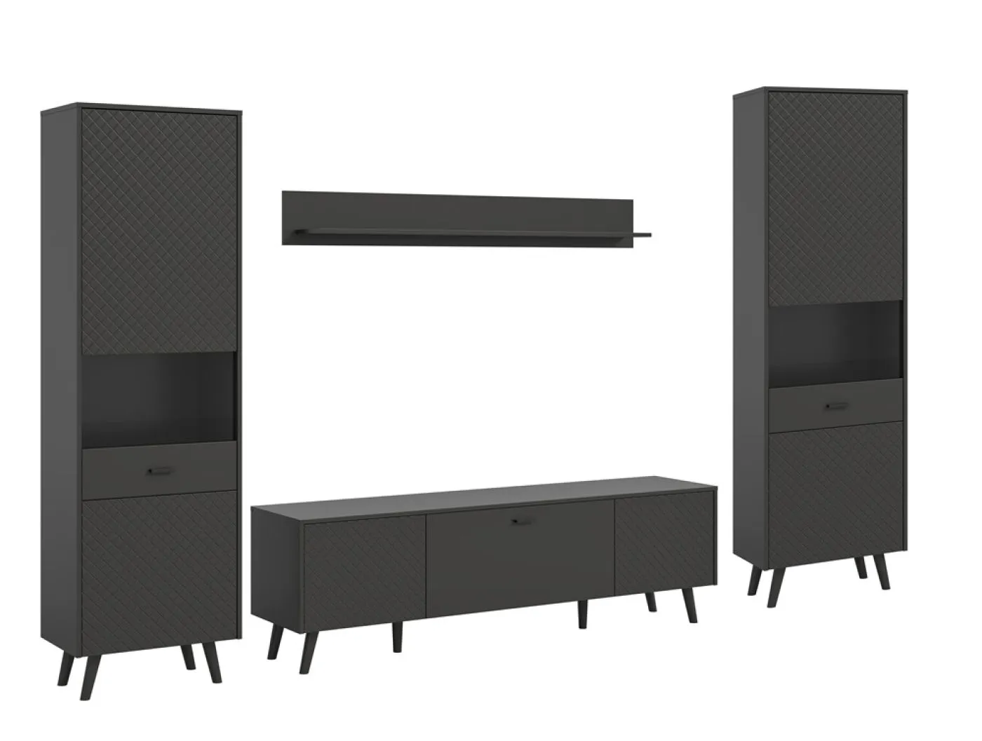 Wohnwand Wohnkombination Linea | 4-teilig | grau