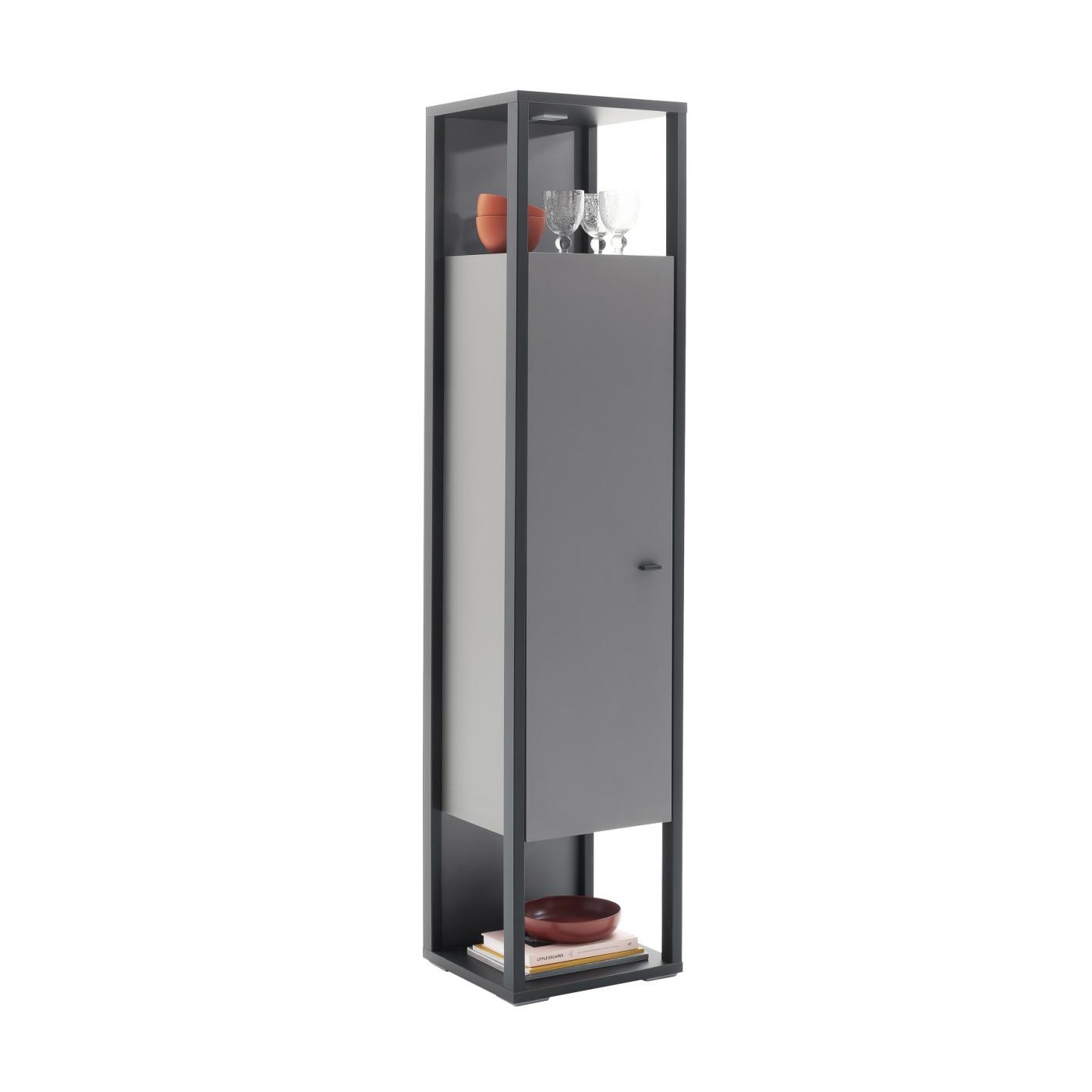 Wohnwand Wohnkombination Luxor | Royal grey / anthrazit | 3-teilig | LED Beleuchtung