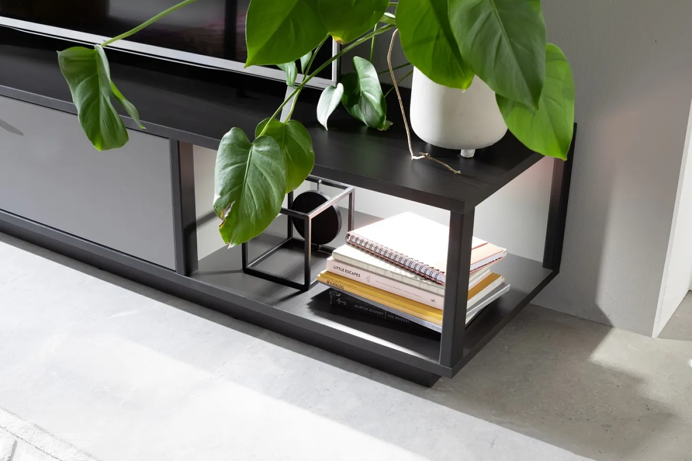 Wohnwand Wohnkombination Luxor | Royal Grey / anthrazit | 2-teilig