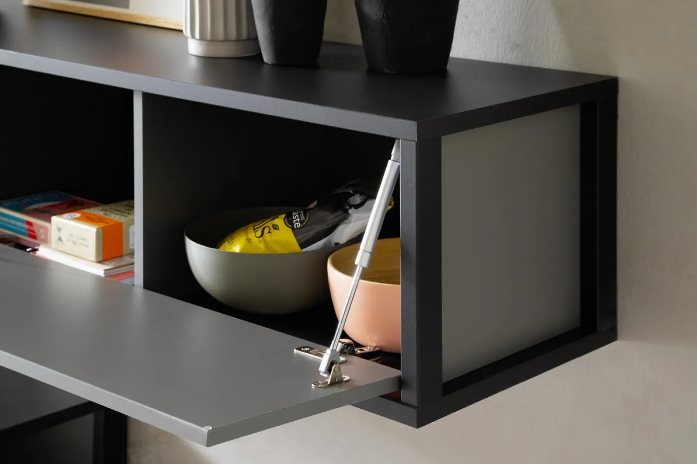 Wohnwand Wohnkombination Luxor | Royal Grey / anthrazit | 2-teilig