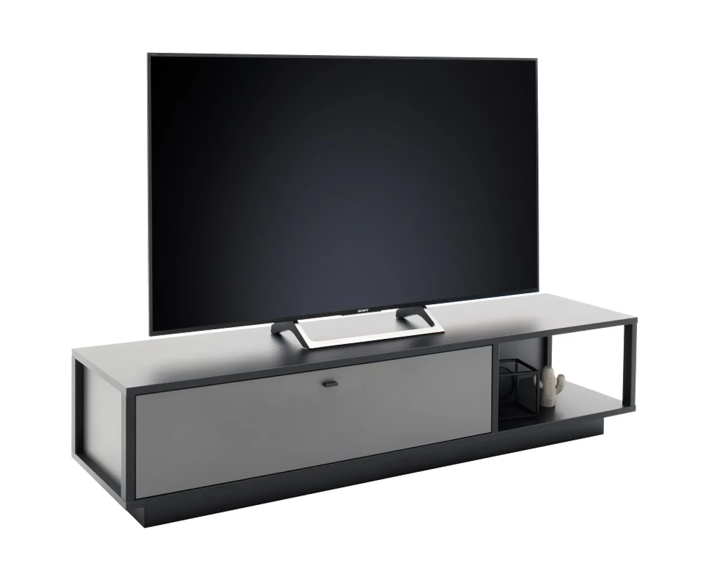 Wohnwand Wohnkombination Luxor | Royal Grey / anthrazit | 2-teilig | LED Beleuchtung