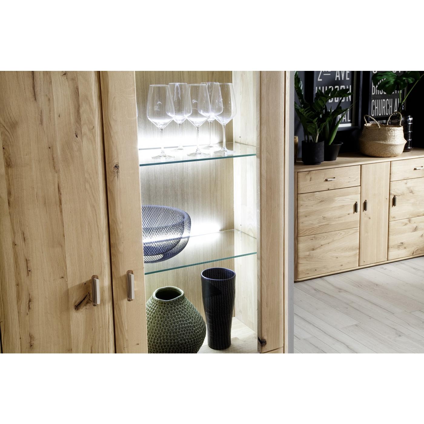 Wohnwand Wohnkombination Ravello 2 | Balkeneiche Bianco | 3-teilig | LED Beleuchtung