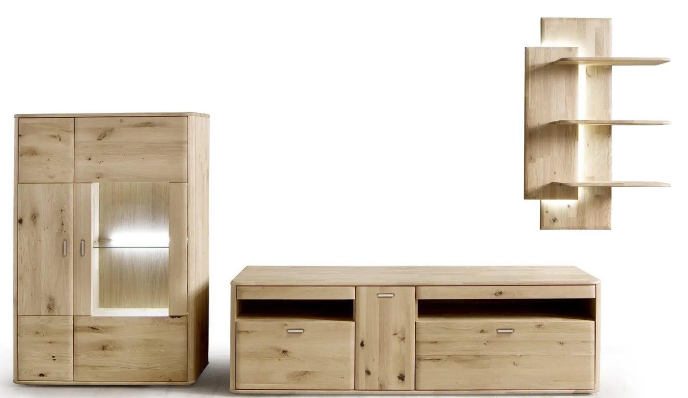 Wohnwand Wohnkombination Ravello 2 | Balkeneiche Bianco | 3-teilig