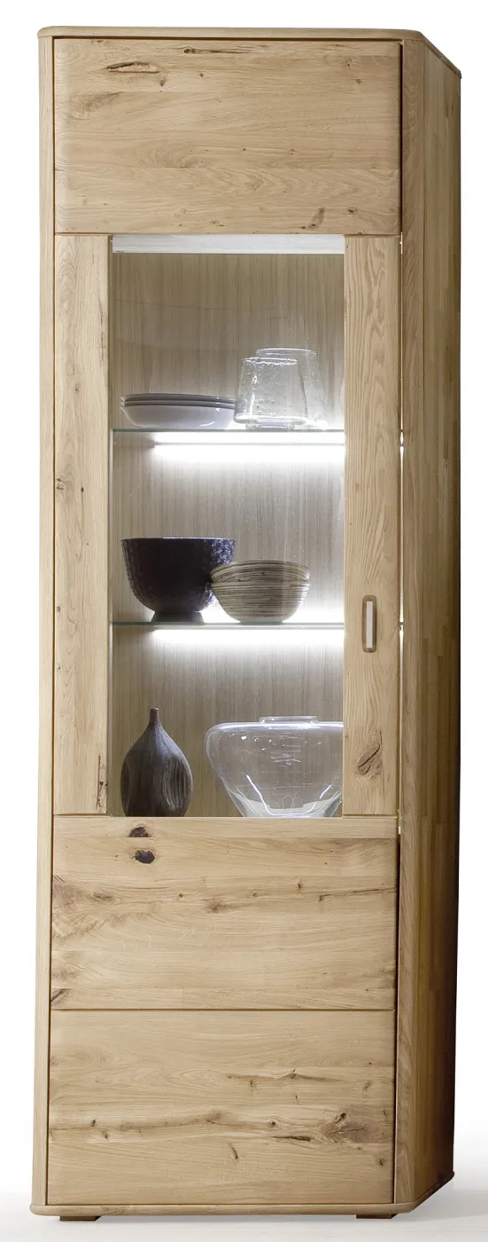 Wohnwand Wohnkombination Ravello | Balkeneiche Bianco | 4-teilig | LED Beleuchtung