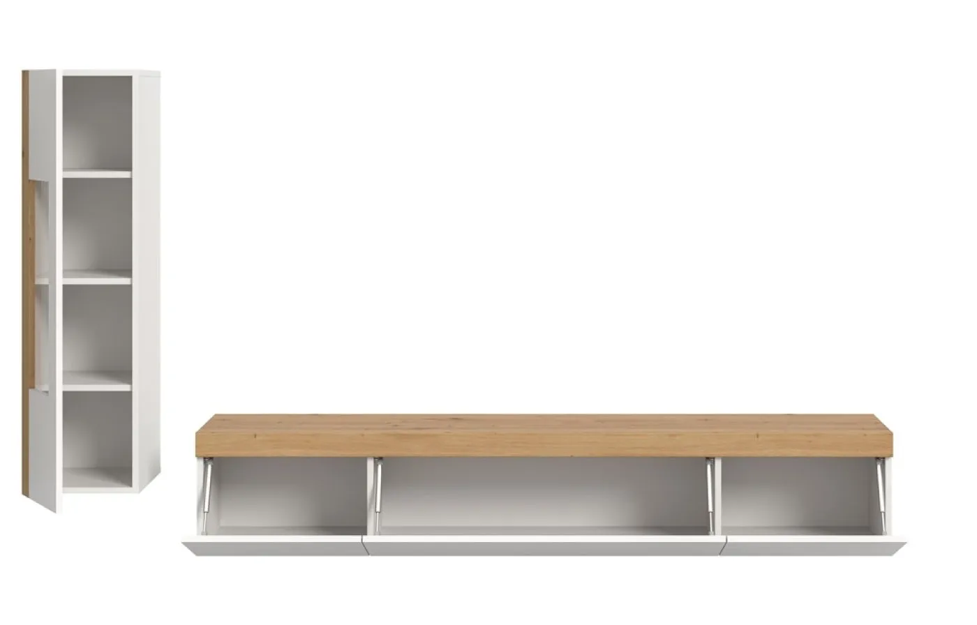 Wohnwand Wohnkombination Ruda | 2-teilig | weiß / Artisan Eiche